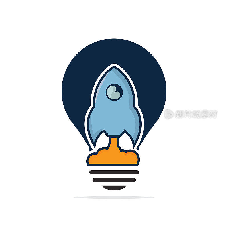 灯泡和火箭标志设计。