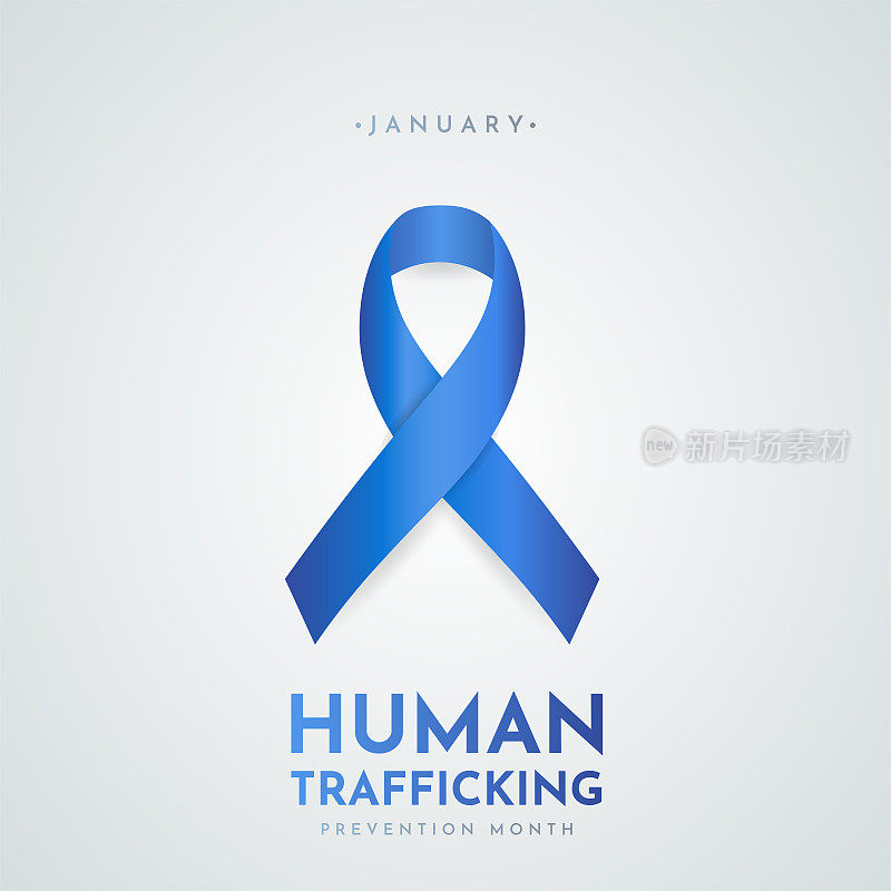预防人口贩运月海报，一月。向量