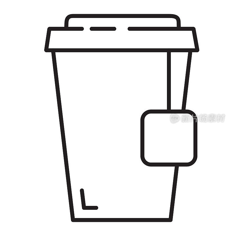 在茶中取出纸杯细线图标，设定可编辑的描边
