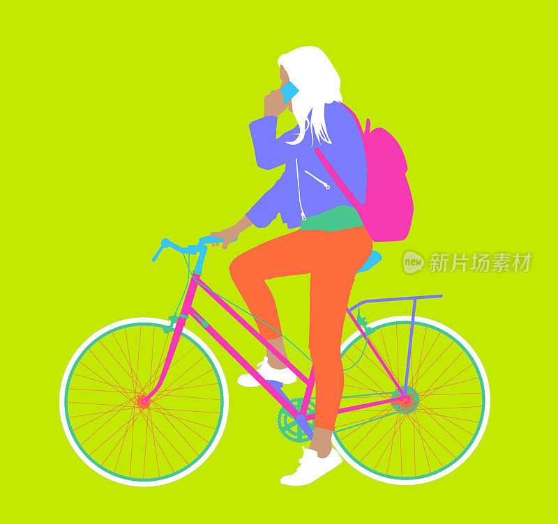骑自行车的人用手机