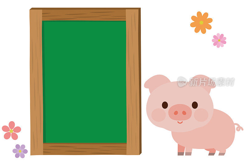 黑板和猪插图