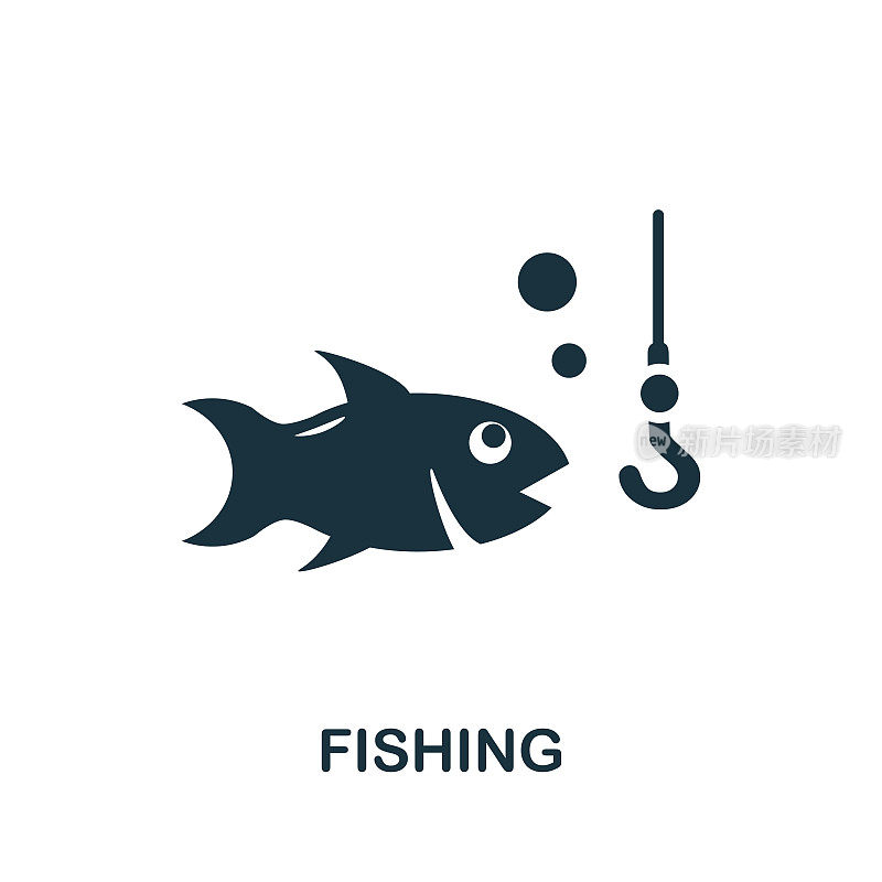 钓鱼图标。来自假期收藏的简单插图。创意钓鱼图标的网页设计，模板，信息图和更多