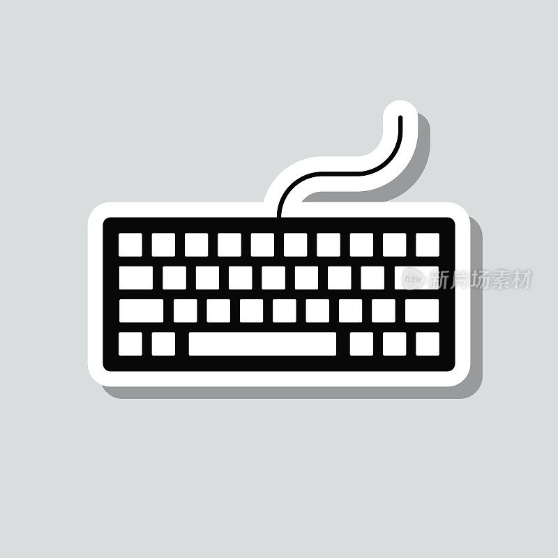 键盘。图标贴纸在灰色背景