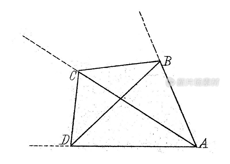 古董插图，数学和几何:立体，立体形状和多面体的边和角