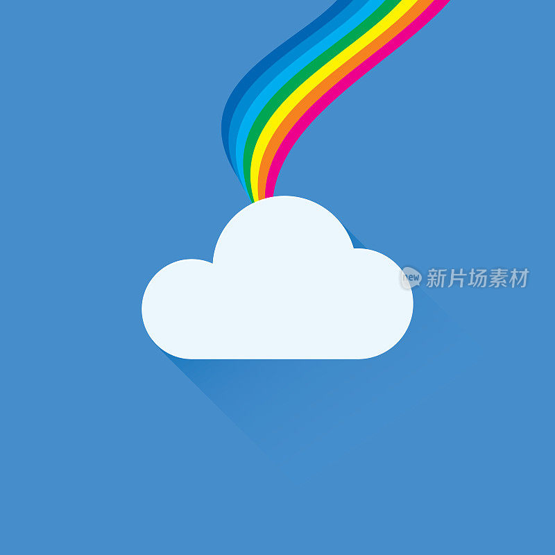 扁平7冷却器彩虹与云彩和蓝天