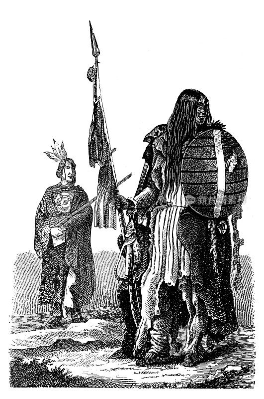 古董插图，民族志和土著文化:阿西尼博因土著