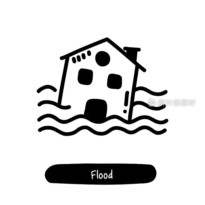 洪水图标。潮流风格矢量插图符号