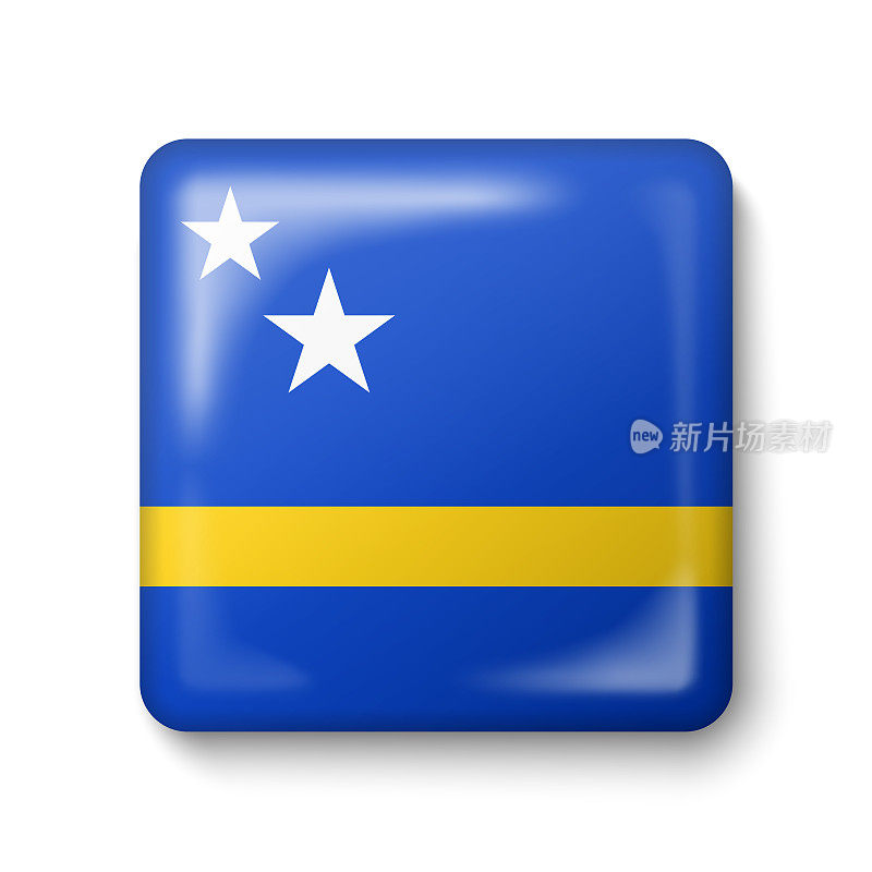 库拉索岛旗帜-方形光泽图标。
