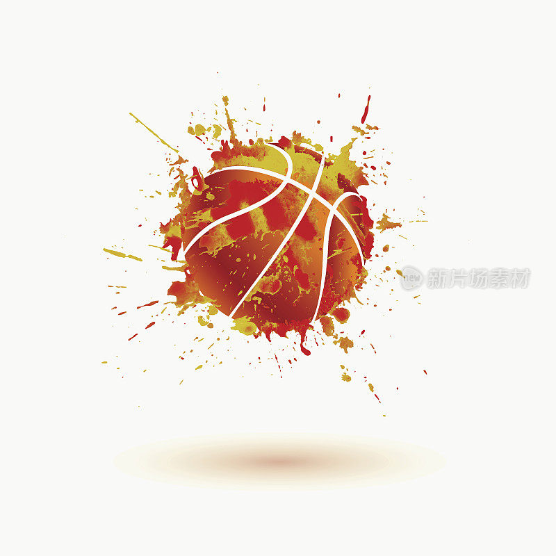 篮球球。向量水彩飞溅