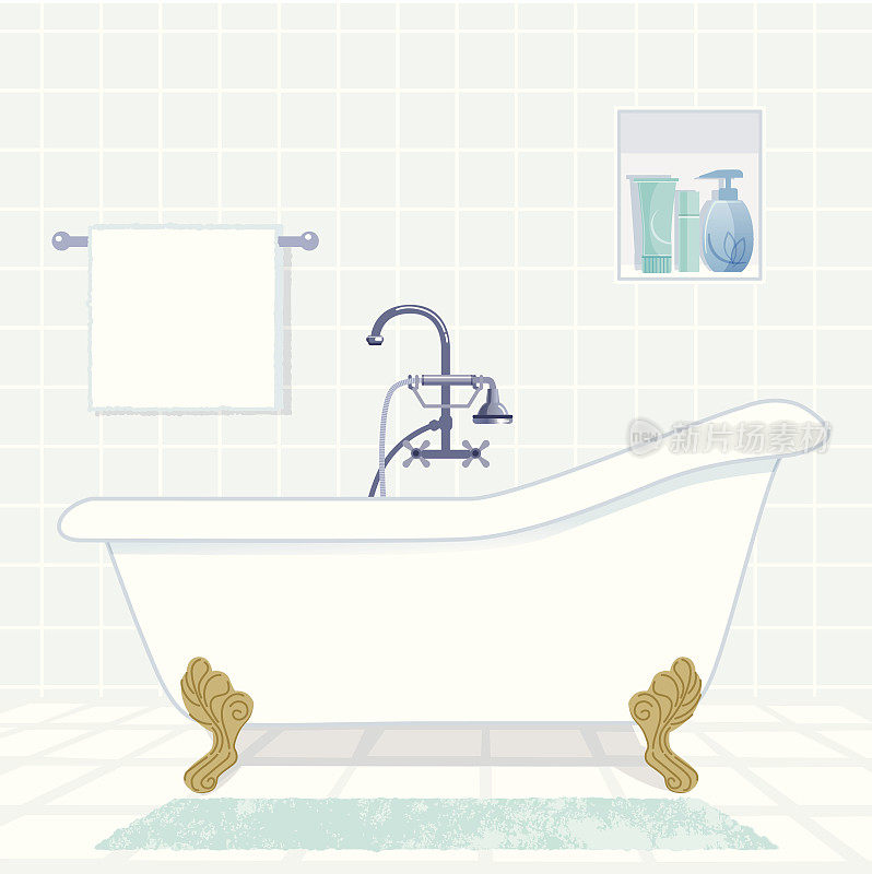 浴室与复古风格的浴缸