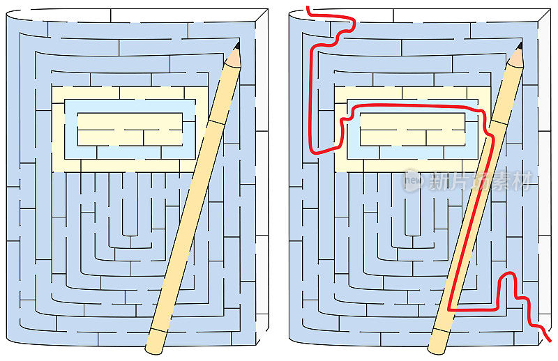 笔记本和铅笔迷宫