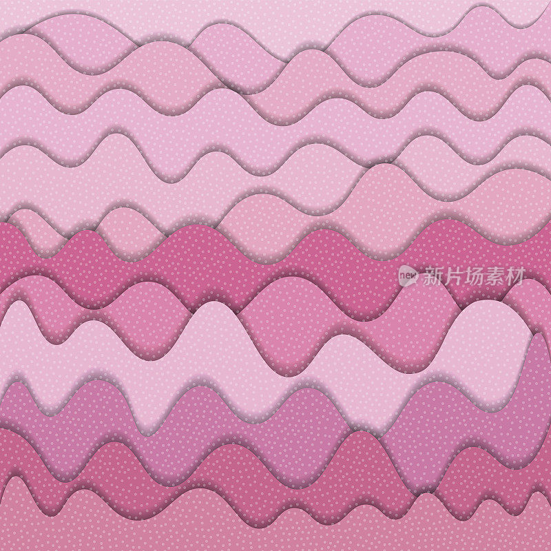 粉红色抽象水波浪图案。矢量图