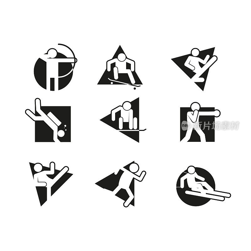 多形状块运动抽象符号矢量插图图形集
