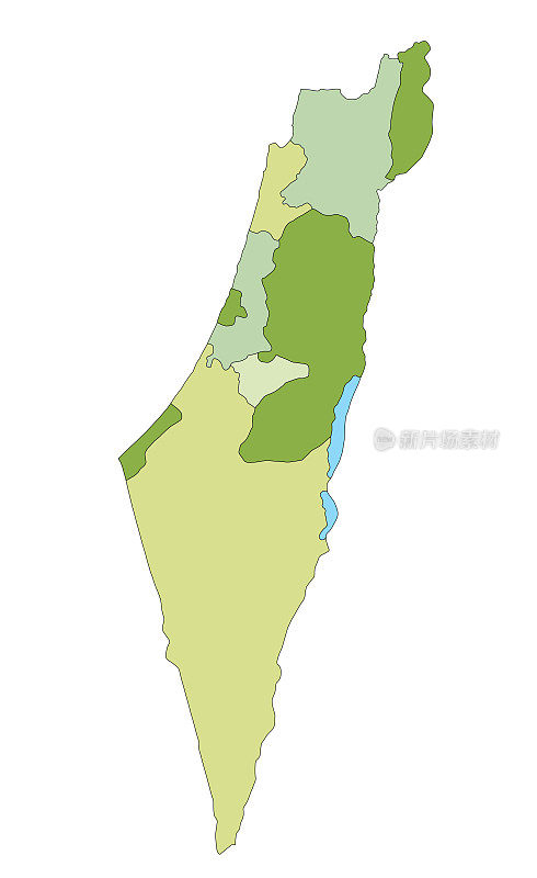 高度详细的编辑政治以色列地图与分离层。与分离层。