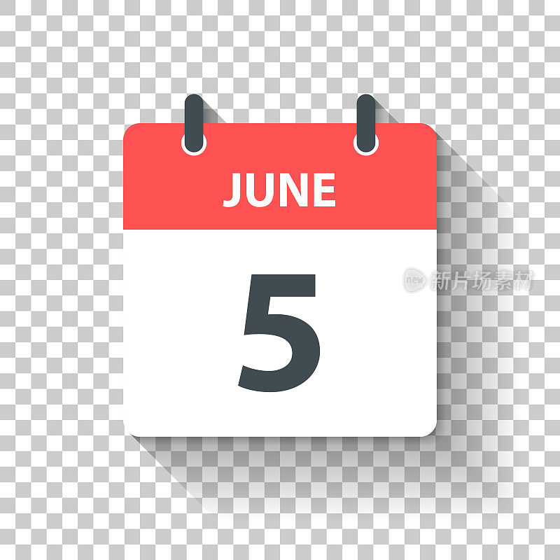 6月5日-日日历图标在平面设计风格