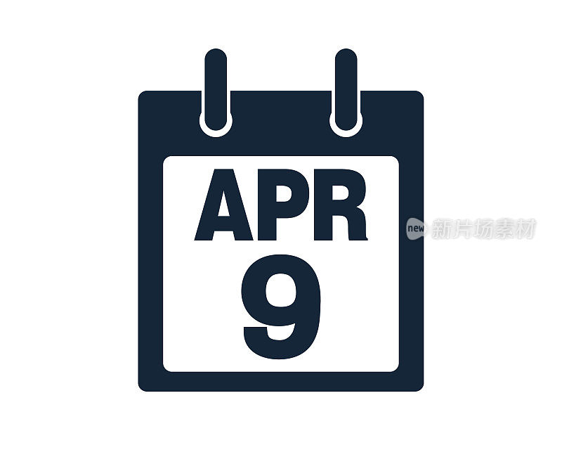 4月9日日历图标股票矢量插图
