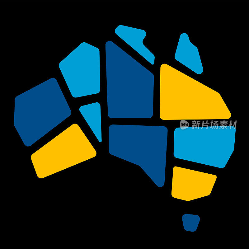 澳大利亚地图被分割成不同的部分