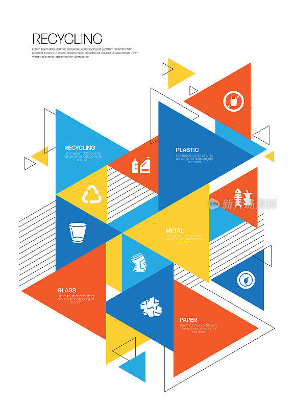 回收和零浪费信息图模板，元素和图标。简单的矢量信息图设计