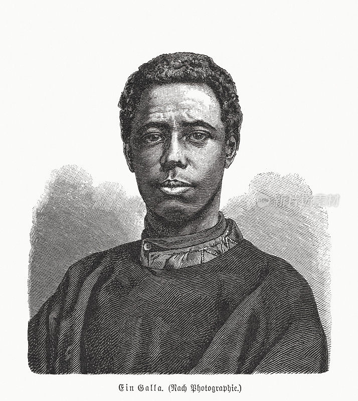 来自埃塞俄比亚的奥罗莫人，木刻，出版于1891年