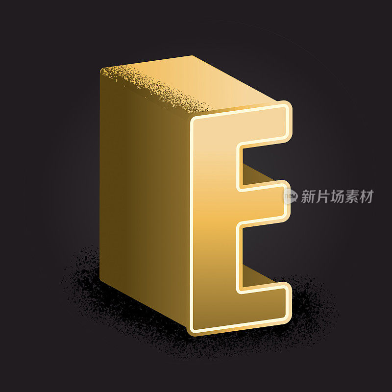 金色3d装饰字母E设计