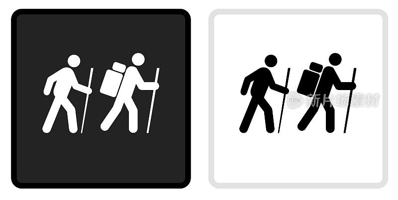 两人徒步图标上的黑色按钮与白色翻转