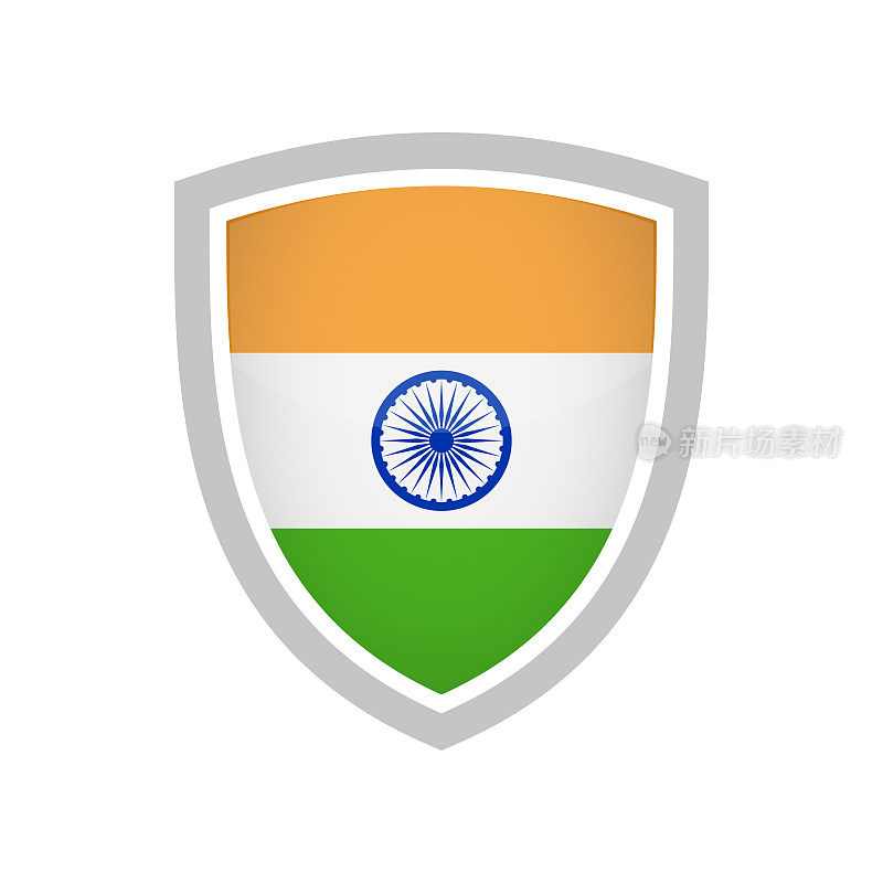 印度-旗帜图标矢量插图-盾