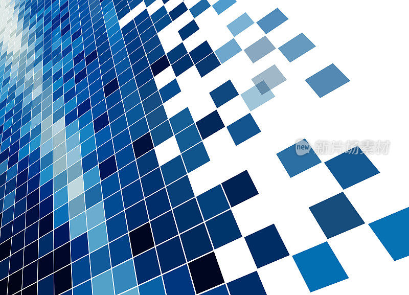 向量蓝色马赛克瓷砖梯度道路图案，抽象背景