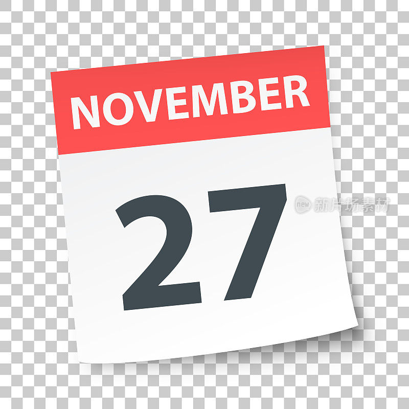 11月27日-每日日历在空白背景