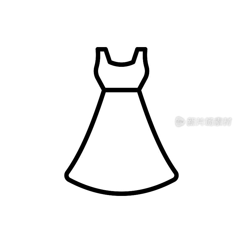 晚礼服系列的图标。线性风格的标志用于移动概念和网页设计。礼服连衣裙轮廓矢量图标。符号,符号说明。矢量图形