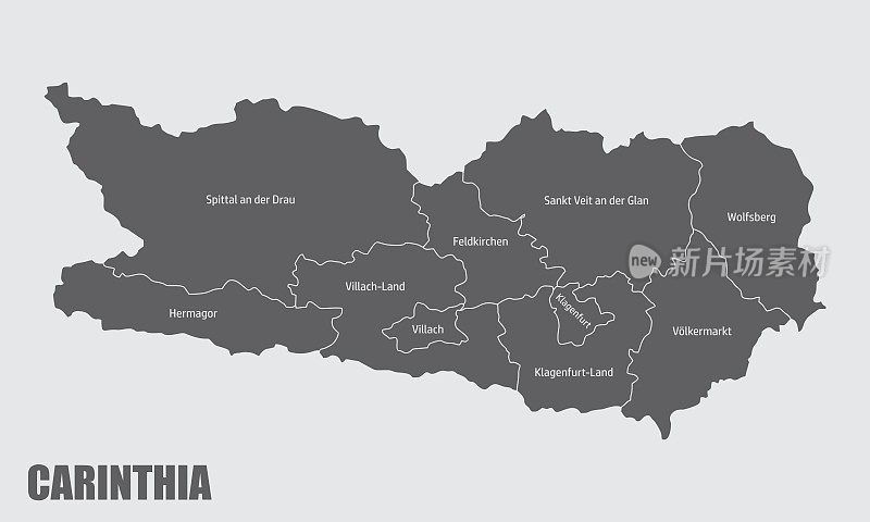卡林西亚州行政地图