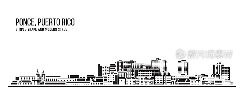 简单造型与现代风格的艺术矢量设计——庞塞城市