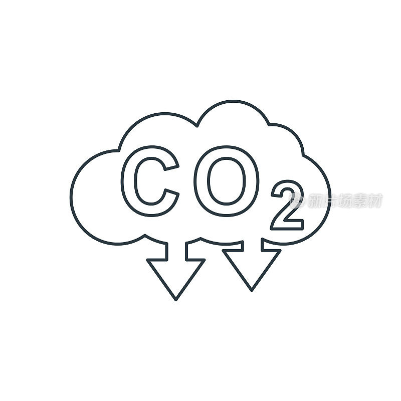 碳减排图标，生态环境符号，平面矢量图像