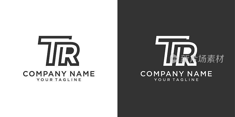 TR或RT首字母标志设计矢量。