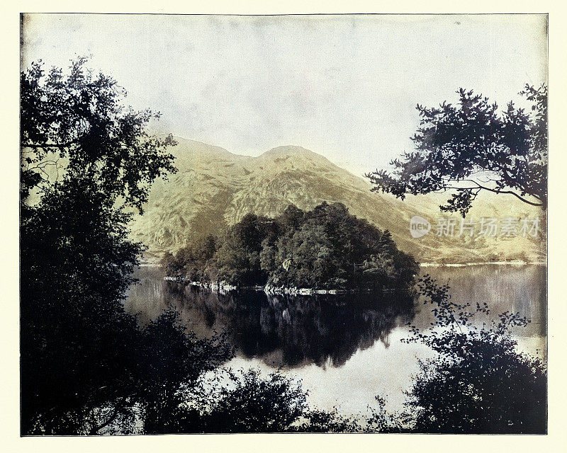 苏格兰艾伦岛卡特琳湖，19世纪，彩色照片