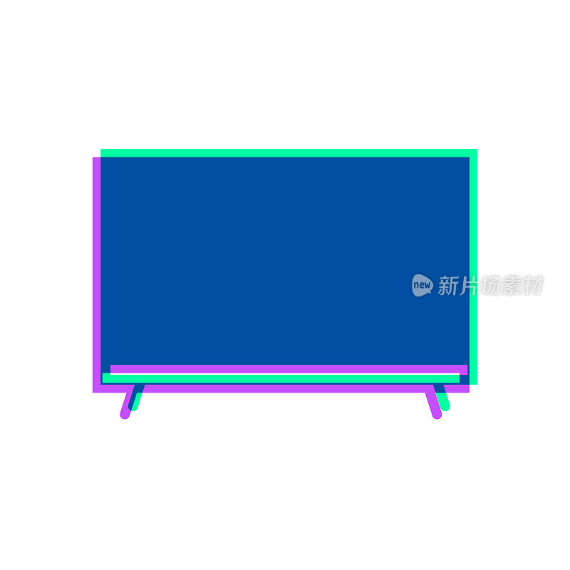 电视。图标与两种颜色叠加在白色背景上