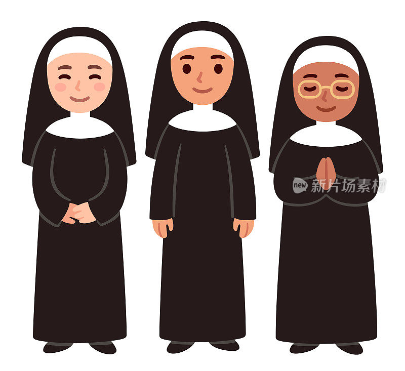 可爱的卡通天主教修女