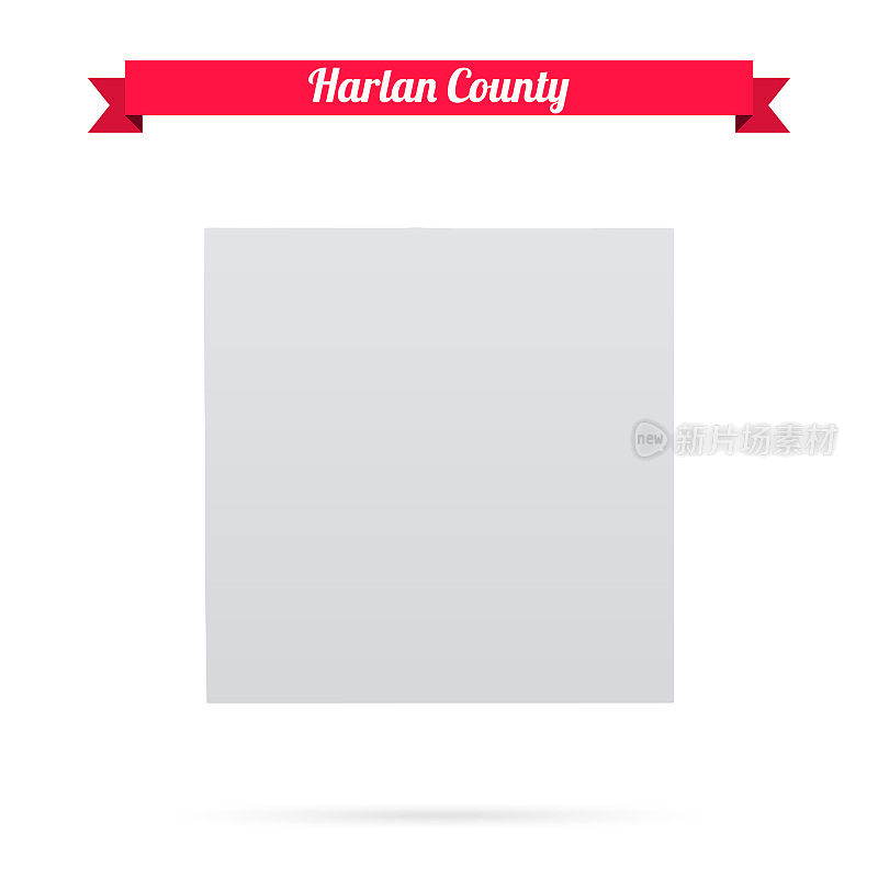 哈兰县，内布拉斯加州。白底红旗地图