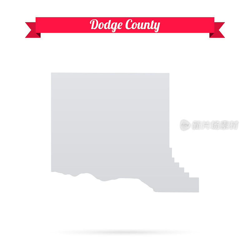 道奇县，内布拉斯加州。白底红旗地图
