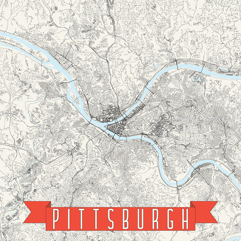 匹兹堡，宾夕法尼亚州，美国矢量地图