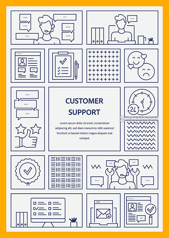 客户支持相关的矢量横幅设计概念。全局多球体随时可用的模板。网页横幅，网站标题，杂志，移动应用程序等。现代设计。