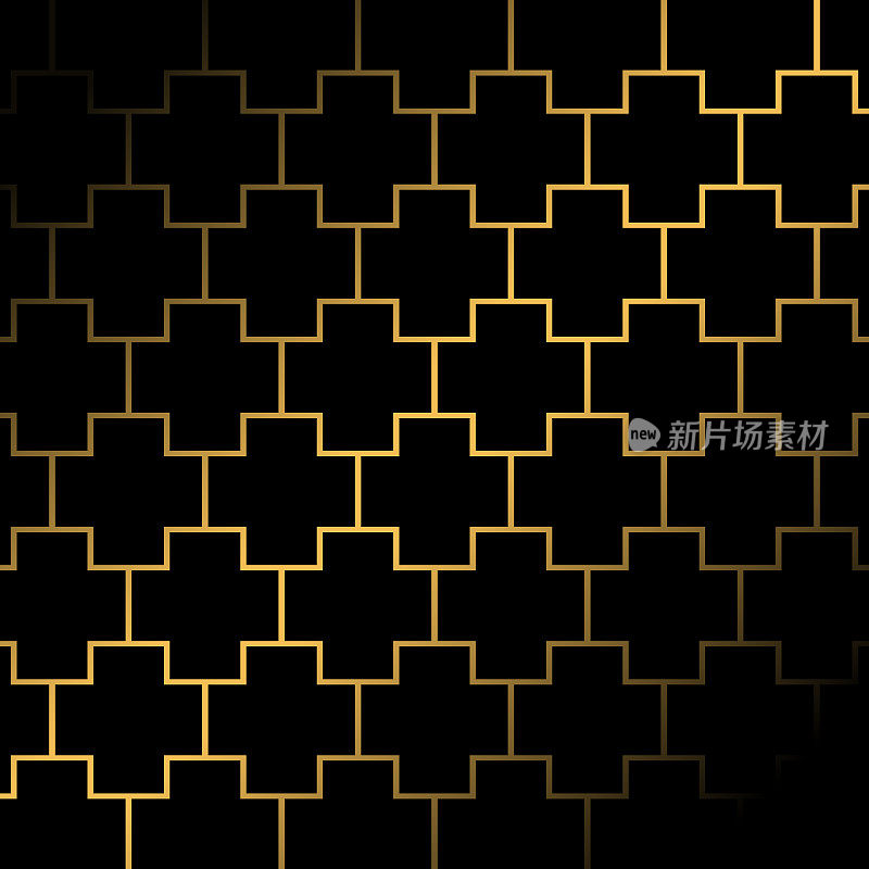 抽象几何黑色图案与金线