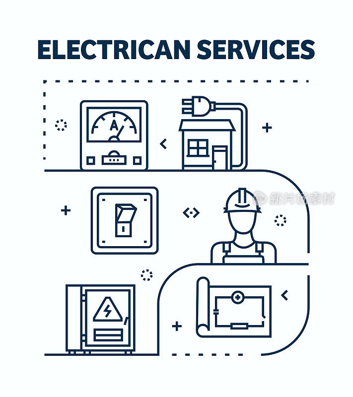 电工服务相关的矢量横幅设计概念。