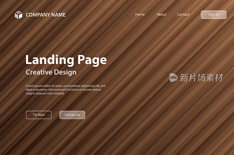 登陆页面模板-抽象设计与对角线-时髦的棕色梯度