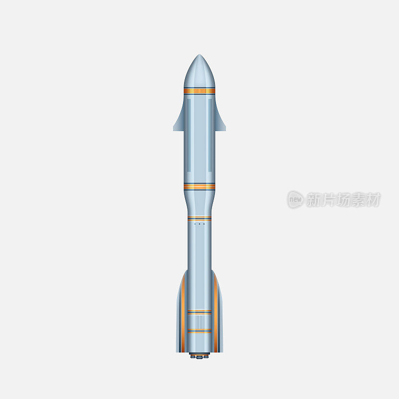 太空火箭。逼真的3d飞船导弹。宇宙探索旅行的模板飞船