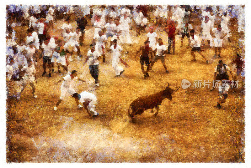 西班牙潘普洛纳公牛传统小头犬-数字操纵