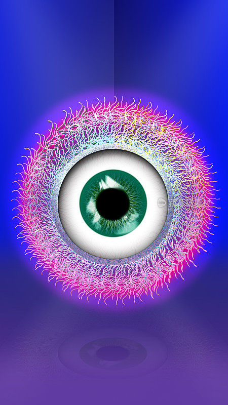 未来的异域异域的迷幻波彩虹眼眼球螺旋神话精神爱精神焦点视线心灵绝妙的插图