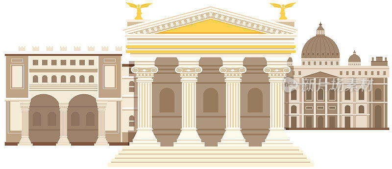 古罗马万神殿柱式建筑罗马瓷砖，战略发展仿古文化
