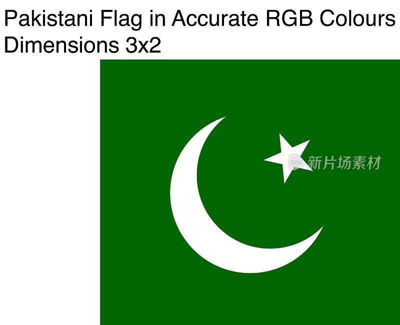 巴基斯坦国旗的精确RGB颜色(尺寸3x2)