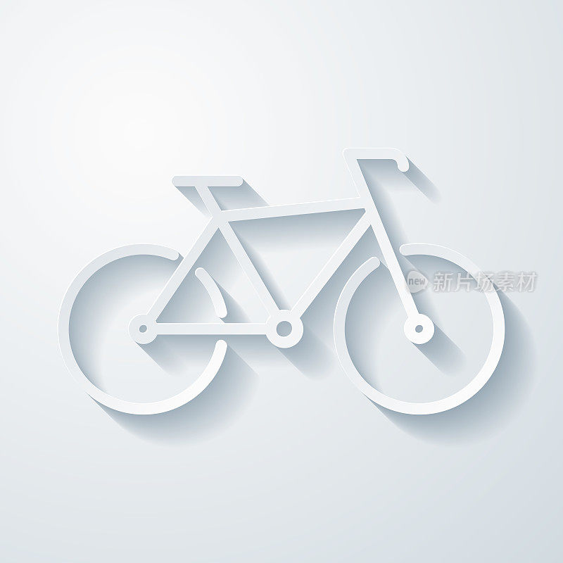 自行车。空白背景上剪纸效果的图标