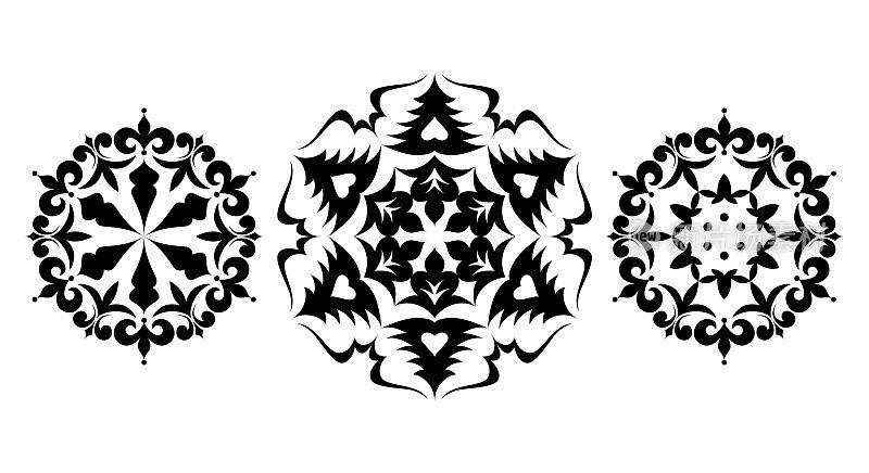 矢量画的雪花，一个六角星在白色的背景